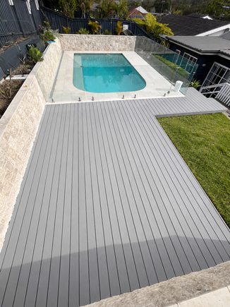 Composite deck around a pool