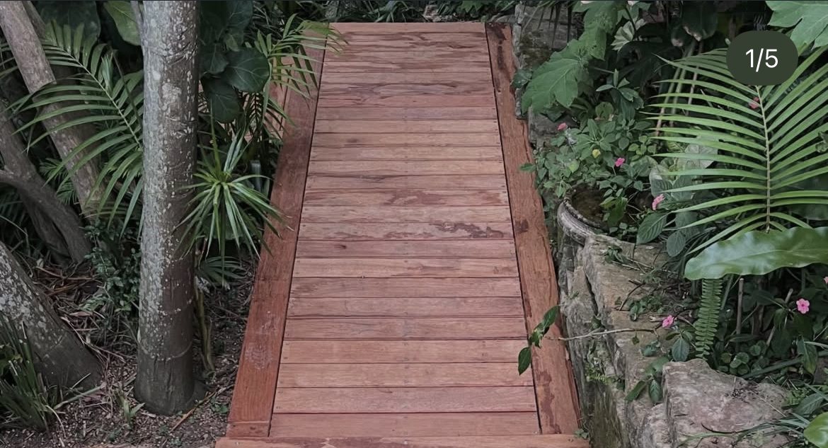 Merbau boardwalk and garden steps