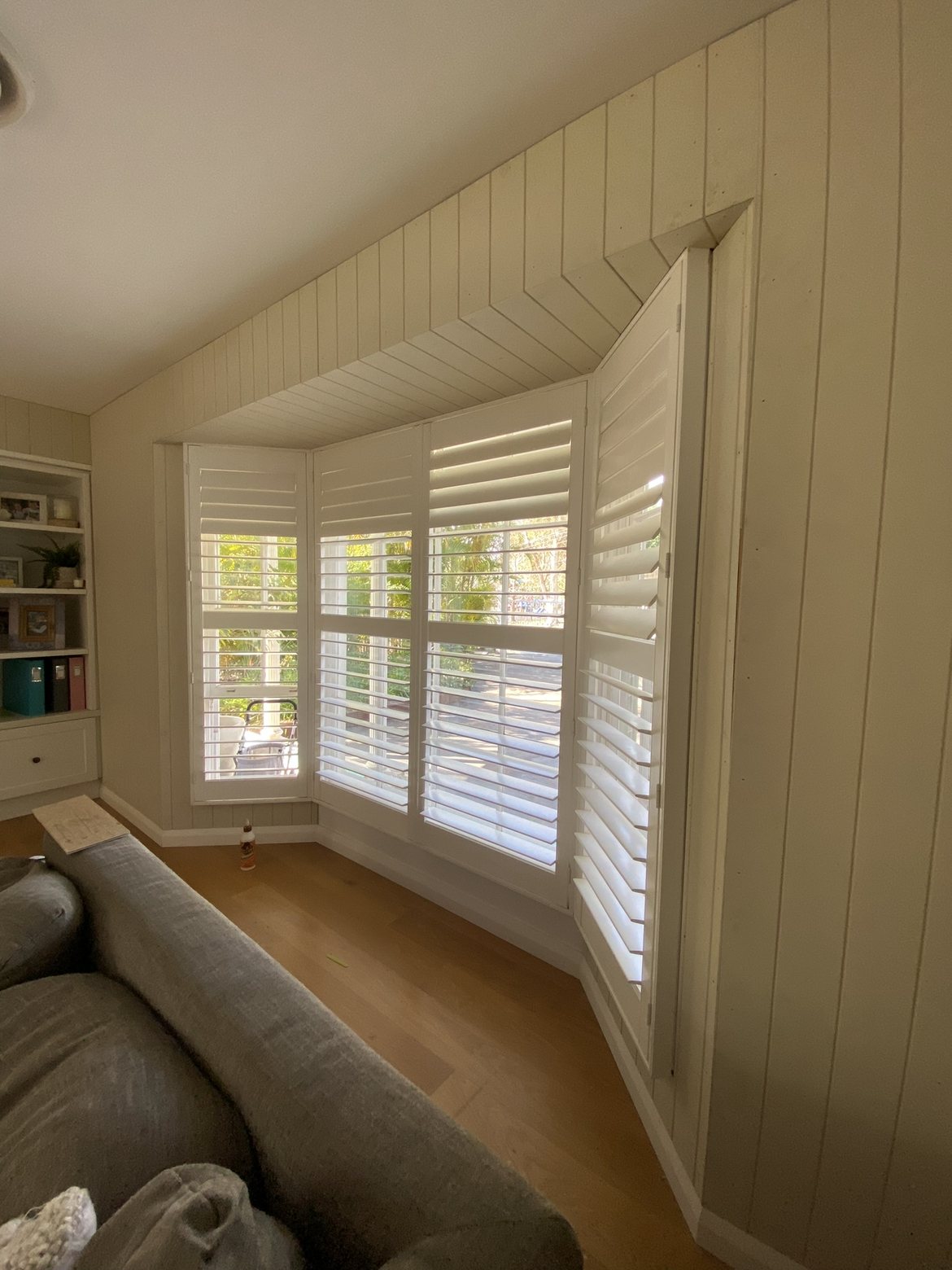Bay window plantation shutters nook, alternate angle